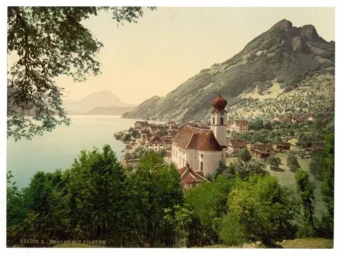 Framed Print : Gersau and Pilatus, Lake Lucerne, Switzerland Framed Print : Gersau and Pilatus, Lake Lucerne, Switzerland