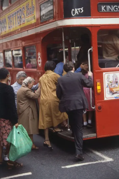 Framed Print : GETTING ON A BUS 1981 Framed Print : GETTING ON A BUS 1981