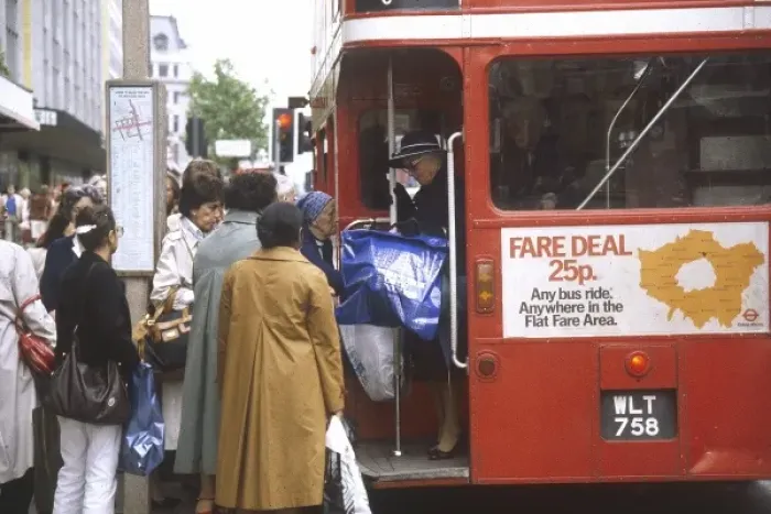 Framed Print : Getting on a Bus 1981 Framed Print : Getting on a Bus 1981