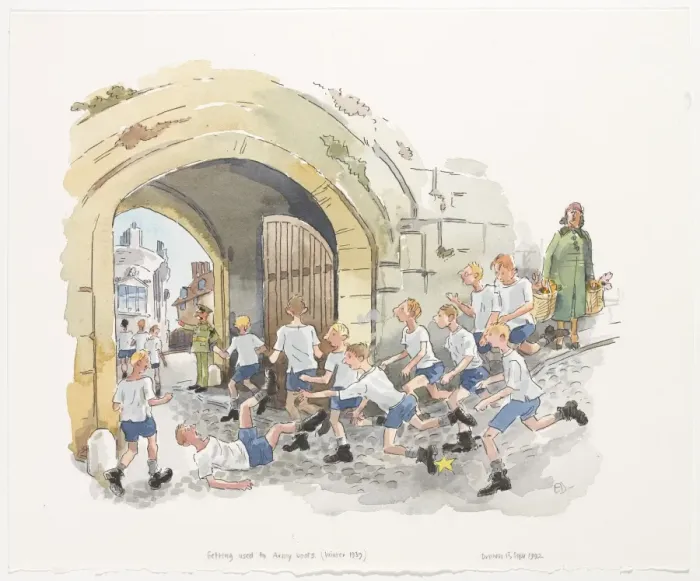 Framed Print : Getting used to Army Boots - Recruits in training, Wincheste Framed Print : Getting used to Army Boots - Recruits in training, Wincheste