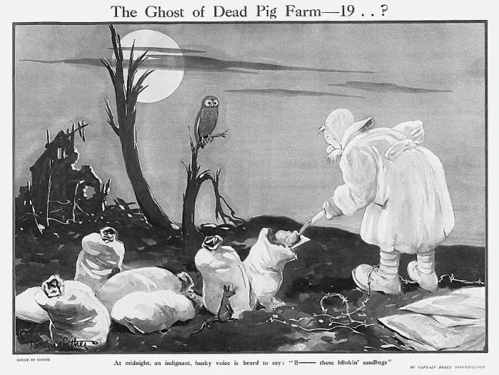 Framed Print : The Ghost of Dead Pig Farm - 19 ?, by Bairnsfather Framed Print : The Ghost of Dead Pig Farm - 19 ?, by Bairnsfather