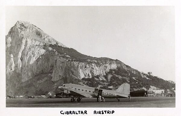 Gibraltar Airstrip with Douglas Dakota plane