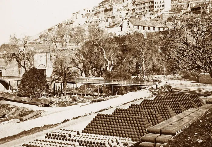 Framed Print : Gibralter South Port - munitions on dockside Framed Print : Gibralter South Port - munitions on dockside