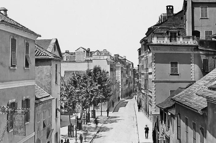 Framed Print : Gibralter Waterport Street Victorian period Framed Print : Gibralter Waterport Street Victorian period
