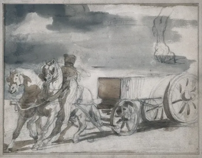 Framed Print : GɒICAULT, Th鯤ore (1791-1824). Munition Cart Framed Print : GɒICAULT, Th鯤ore (1791-1824). Munition Cart