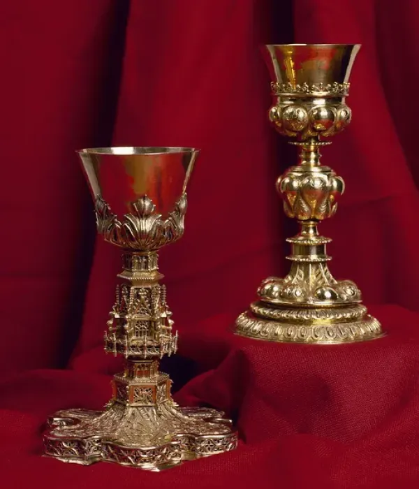 Framed Print : Gilded silver chalices. 15th century. Diocesan Museum. Calat