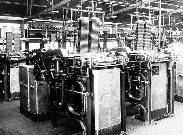 Can Gill machines in a woollen mill in Bradford