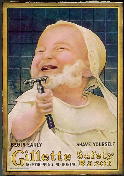 Reproduction poster : old shaving product advert Wall art. The Gillette blade 