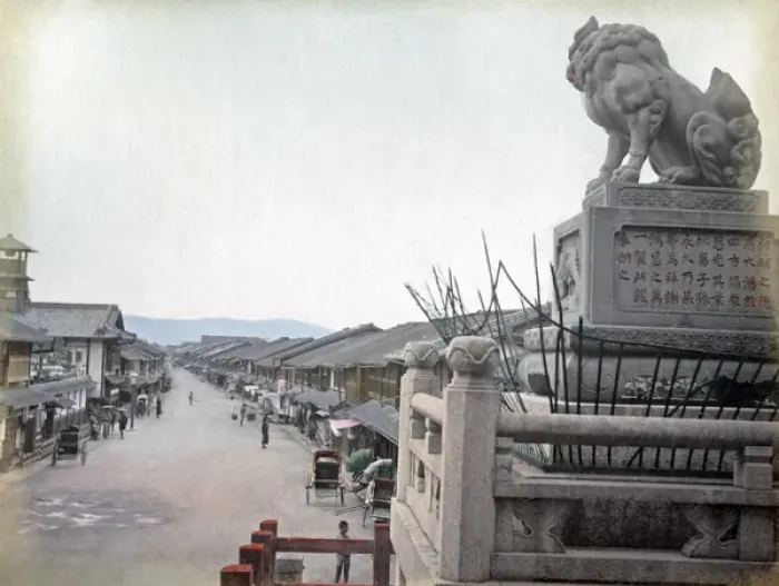 Framed Print : Gionmachi, a street in Kyoto, Japan, circa 1880s Framed Print : Gionmachi, a street in Kyoto, Japan, circa 1880s