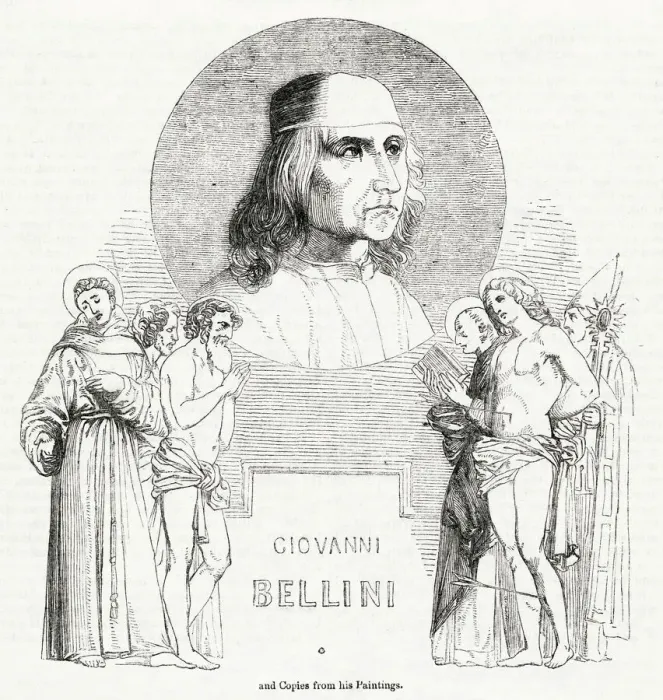 Framed Print : Giovanni Bellini with figures from his paintings Framed Print : Giovanni Bellini with figures from his paintings