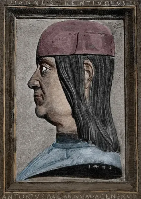 Framed Print : Giovanni II Bentivoglio (1443-1508). Colored engraving Framed Print : Giovanni II Bentivoglio (1443-1508). Colored engraving