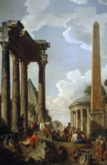 Framed Print : Giovanni Paolo Panini (1691-1765). Architectural Capriccio w Framed Print : Giovanni Paolo Panini (1691-1765). Architectural Capriccio w