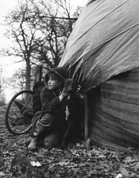 Framed Print : Gipsy Child & Dog Framed Print : Gipsy Child & Dog