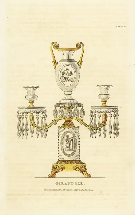 Framed Print : Girandole in cut-glass and gilt designed by Pellatt and Green, R Framed Print : Girandole in cut-glass and gilt designed by Pellatt and Green, R