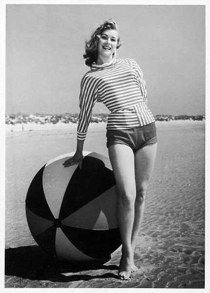 Girl & Beach Ball 1950S