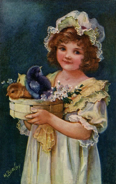 Girl bearing Easter gifts