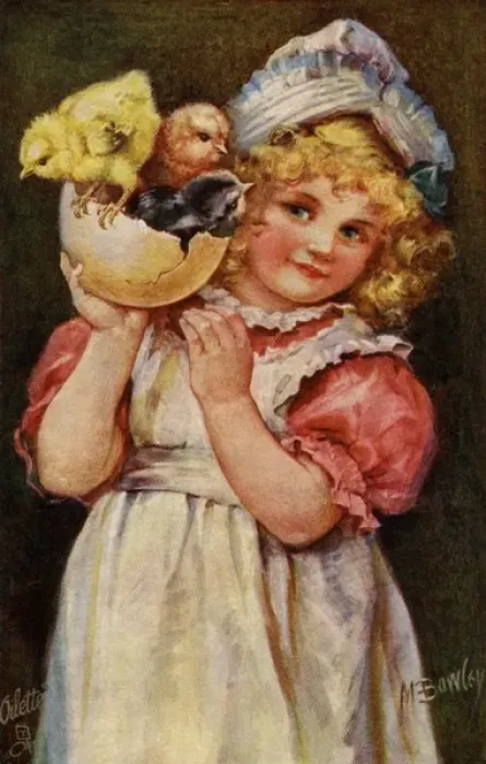 Framed Print : Girl bearing Easter gifts Framed Print : Girl bearing Easter gifts