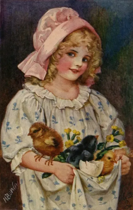 Framed Print : Girl bearing Easter gifts Framed Print : Girl bearing Easter gifts