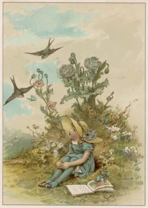 Framed Print : Girl with Birds Framed Print : Girl with Birds
