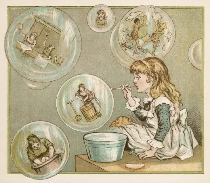 Framed Print : Girl Blowing Bubbles Framed Print : Girl Blowing Bubbles