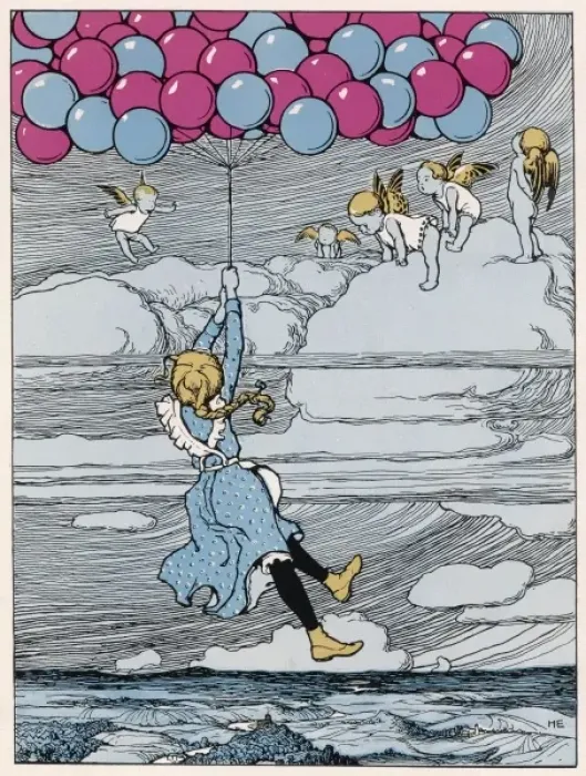 Framed Print : Girl Borne by Balloons Framed Print : Girl Borne by Balloons