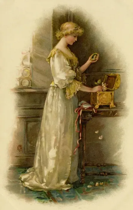 Framed Print : Girl with box of trinkets Framed Print : Girl with box of trinkets