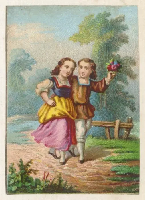 Framed Print : Girl & Boy Country Walk Framed Print : Girl & Boy Country Walk