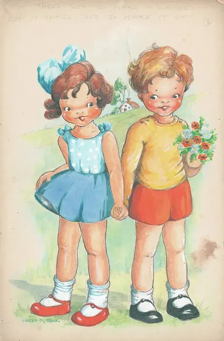 Framed Print : Girl and boy - two to make a quarrel / two to make it up Framed Print : Girl and boy - two to make a quarrel / two to make it up