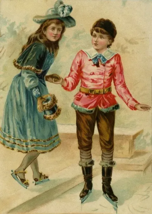 Framed Print : Girl and boy skating Framed Print : Girl and boy skating