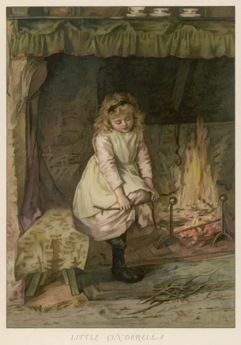 Framed Print : Girl Breaks Firewood 19C Framed Print : Girl Breaks Firewood 19C
