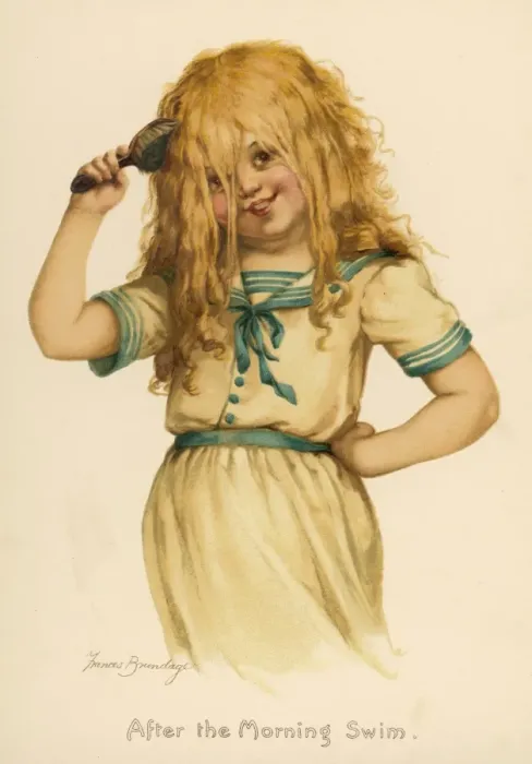 Framed Print : Girl Brushes Hair C1890 Framed Print : Girl Brushes Hair C1890