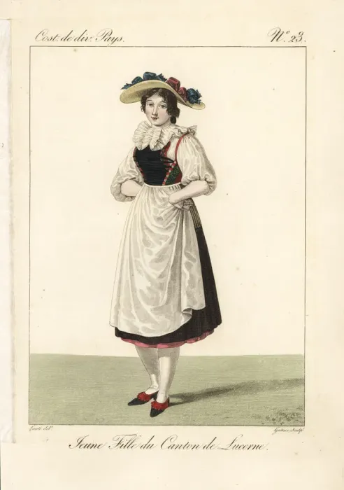 Framed Print : Girl of the Canton of Lucerne, Switzerland, 19th century