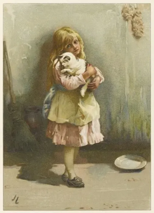 Framed Print : Girl with Cat / J Lawson Framed Print : Girl with Cat / J Lawson