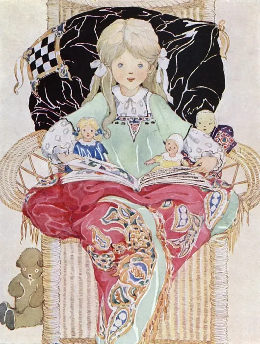 Framed Print : Girl in Chair, Dolls