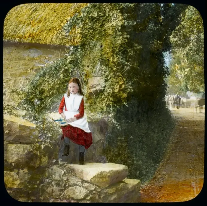 Framed Print : Girl in Country Lane 19C Framed Print : Girl in Country Lane 19C