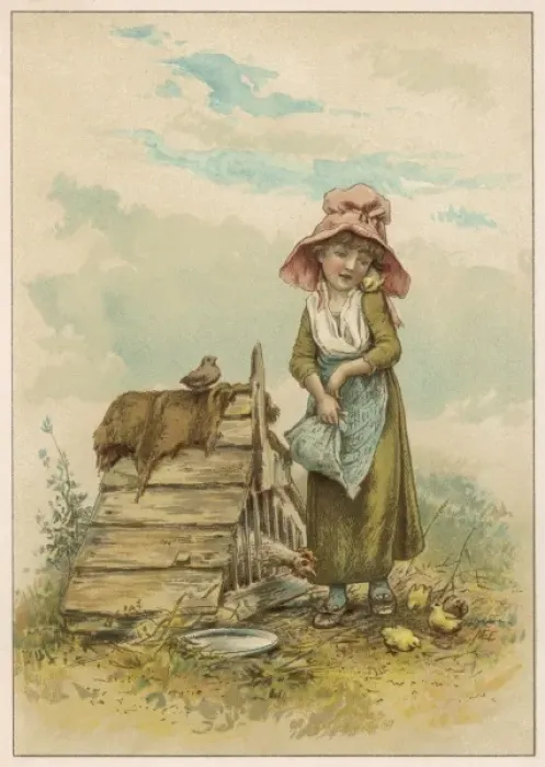 Framed Print : Girl Counts Chickens Framed Print : Girl Counts Chickens