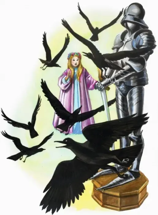 Framed Print : Girl, crows and armour Framed Print : Girl, crows and armour