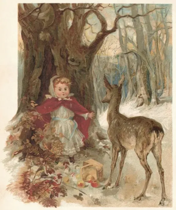 Framed Print : Girl and Deer Framed Print : Girl and Deer
