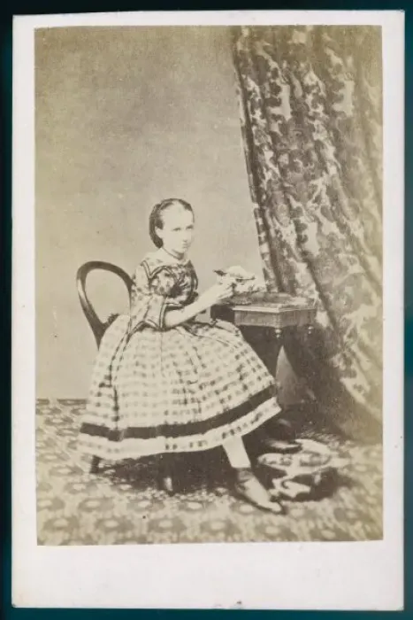 Framed Print : GIRL & DESK 1860S Framed Print : GIRL & DESK 1860S