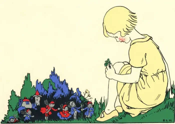 Framed Print : A girl discovers a group of pixies Framed Print : A girl discovers a group of pixies