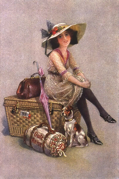 Girl, Dog and Luggage