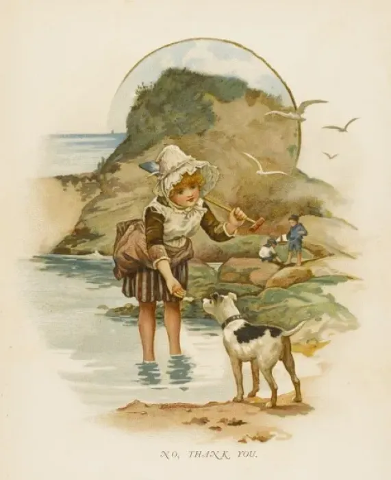 Framed Print : Girl and Dog at Seaside Framed Print : Girl and Dog at Seaside