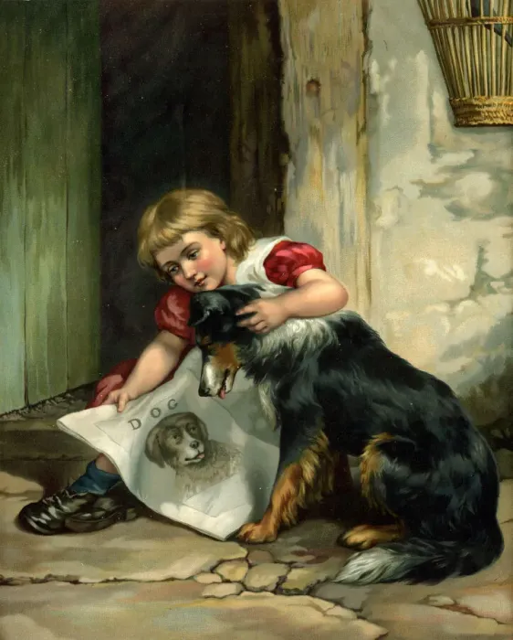 Framed Print : Girl with dog - Can t You Read? Framed Print : Girl with dog - Can t You Read?