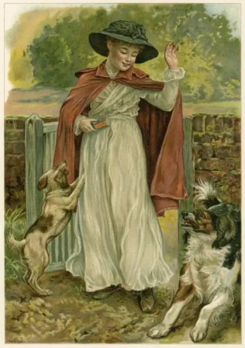 Framed Print : Girl with Two Dogs Framed Print : Girl with Two Dogs