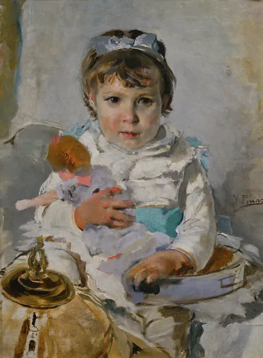 Framed Print : Girl with a Doll, ca. 1890, by Ignacio Pinazo (1849-1916) Framed Print : Girl with a Doll, ca. 1890, by Ignacio Pinazo (1849-1916)