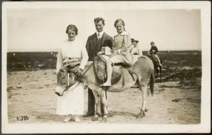 Framed Print : Girl, Donkey, Parents Framed Print : Girl, Donkey, Parents
