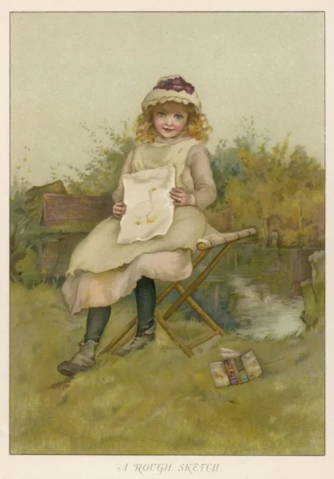 Framed Print : GIRL WITH DRAWING C1890