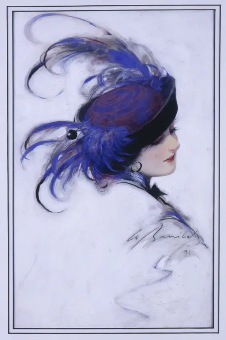 Framed Print : Girl in an exotic Blue Feathered Hat Framed Print : Girl in an exotic Blue Feathered Hat