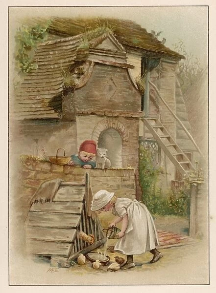 Girl Feeds Poultry 1891
