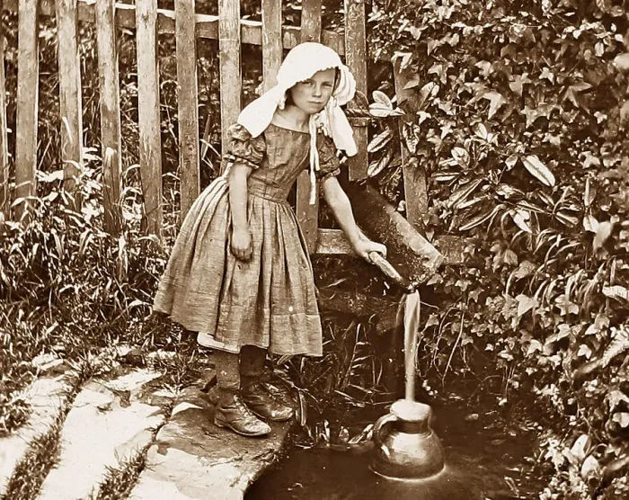 Framed Print : Girl fetching water from the well Framed Print : Girl fetching water from the well